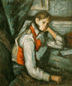 Cezanne Paintings: Boy in a Red Waistcoat Leaning on his Elbow