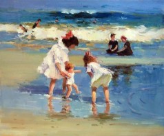 Children Playing at the Seashore