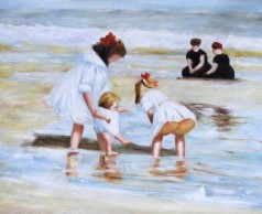 Children Playing at the Seashore