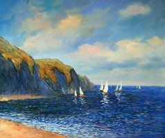 Cliffs and Sailboats at Pourville