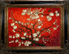 Branches of an Almond Tree in Blossom, Ruby Red Pre-Framed