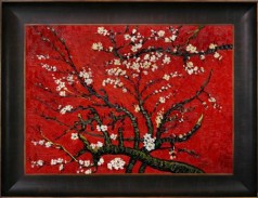 Branches of an Almond Tree in Blossom, Ruby Red Pre-Framed