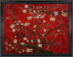 Branches of an Almond Tree in Blossom, Ruby Red Pre-Framed