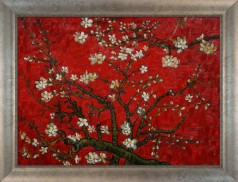 Branches of an Almond Tree in Blossom, Ruby Red Pre-Framed