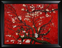 Branches Of An Almond Tree In Blossom (Artist Interpretation in Red) Pre-Framed