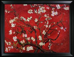 Branches Of An Almond Tree In Blossom (Artist Interpretation in Red) Pre-Framed