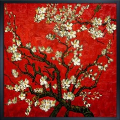 Branches of an Almond Tree in Blossom, Ruby Red Pre-Framed