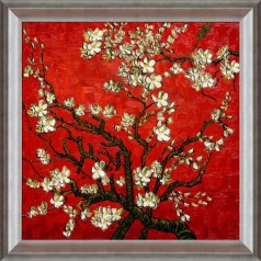 Branches of an Almond Tree in Blossom, Ruby Red Pre-Framed