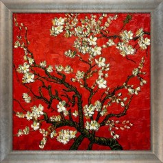 Branches of an Almond Tree in Blossom, Ruby Red Pre-Framed