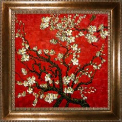 Branches of an Almond Tree in Blossom, Ruby Red Pre-Framed