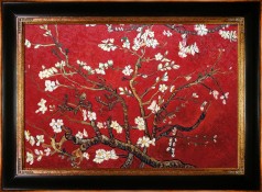 Branches of an Almond Tree in Blossom, Ruby Red Pre-Framed