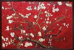 Branches of an Almond Tree in Blossom, Ruby Red Pre-Framed