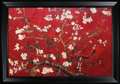 Branches Of An Almond Tree In Blossom (Artist Interpretation in Red) Pre-Framed