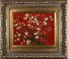 Branches of an Almond Tree in Blossom, Ruby Red Pre-Framed