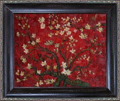 Branches of an Almond Tree in Blossom, Ruby Red Pre-Framed