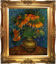 Crown Imperial Fritillaries in a Copper Vase Pre-Framed