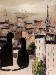 Black Cat and His Pretty on Paris Roofs II