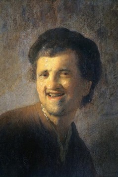 Bust of a laughing young man