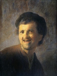 Bust of a laughing young man